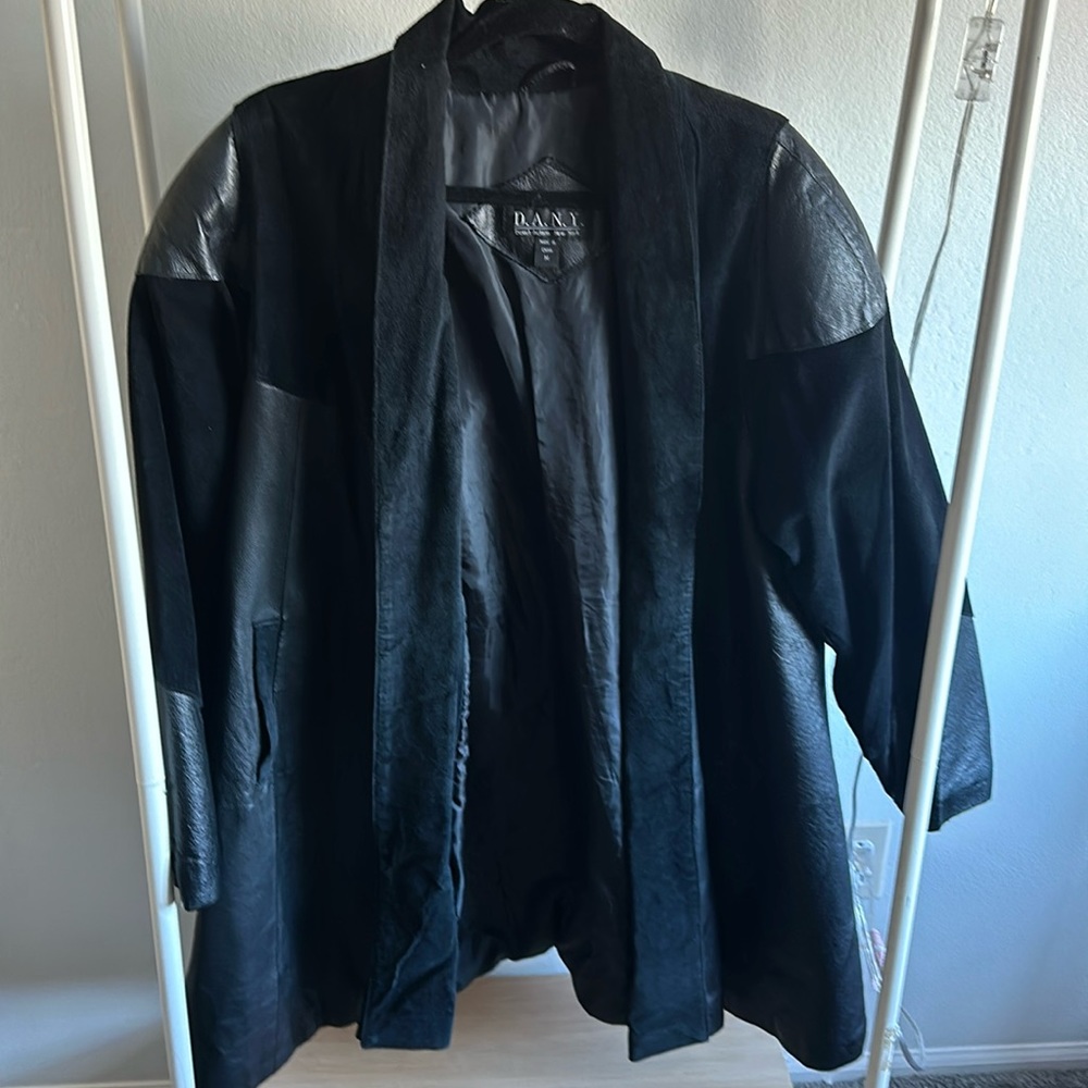 Leather long jacket